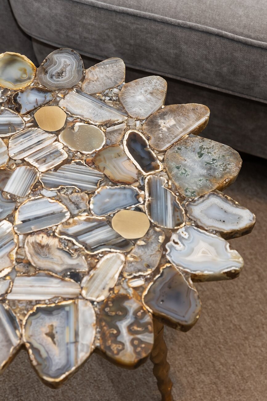 Чайный столик круглый из черного агата 48 см Estina - изображение 9