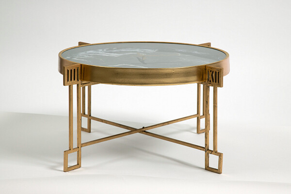 Чайный столик круглый с часами бронза "Селестина" 74 см - изображение 1