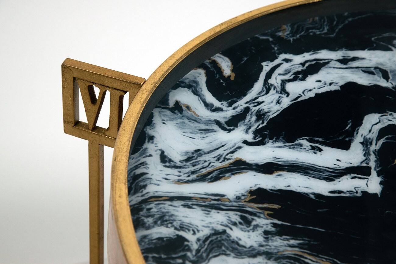 Чайный столик круглый с часами бронза "Селестина" 74 см - изображение 4