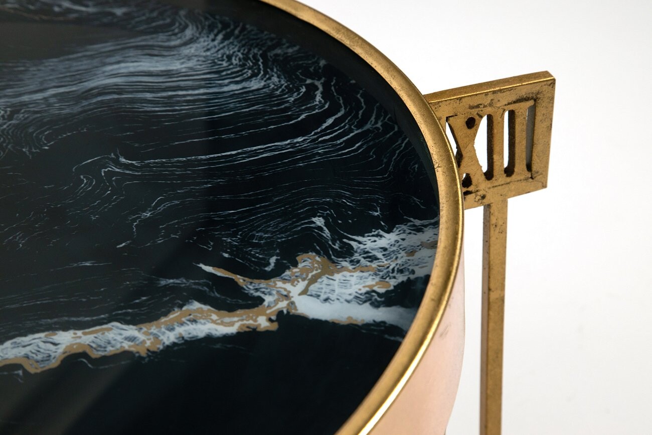 Чайный столик круглый с часами бронза "Селестина" 74 см - изображение 5