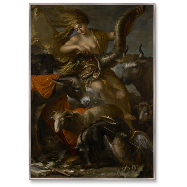 Репродукция на холсте черно-коричневый Allegory of Fortune "Рог Изобилия", 1659г. - изображение 1