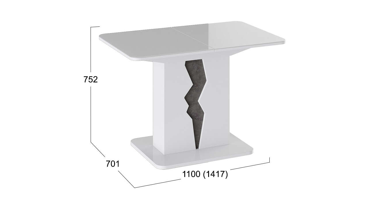 Стол раздвижной белый глянцевый белый