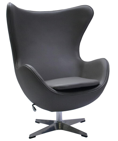 Кресло мягкое с ушами поворотное серое Egg Chair - изображение 1