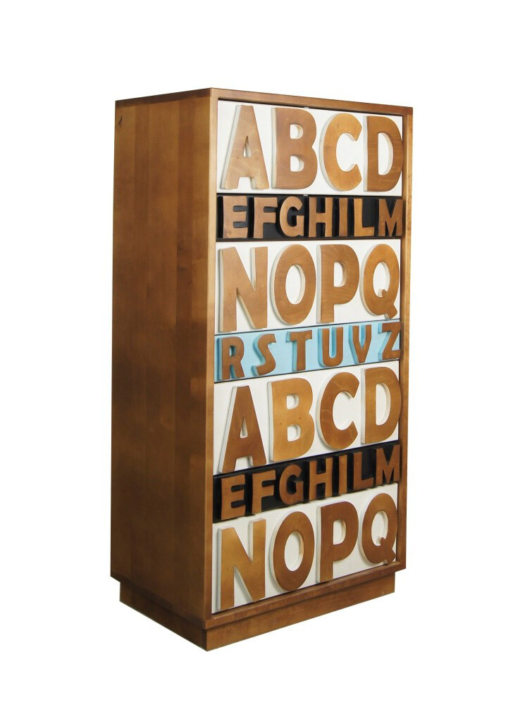 Комод высокий с 7 ящиками разноцветный Alphabeto Birch