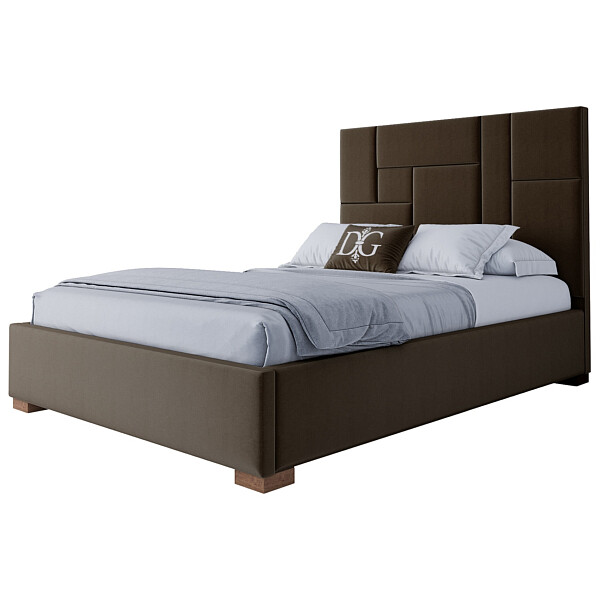 Кровать двуспальная с мягким изголовьем 140х200 коричневая Wax - изображение 1