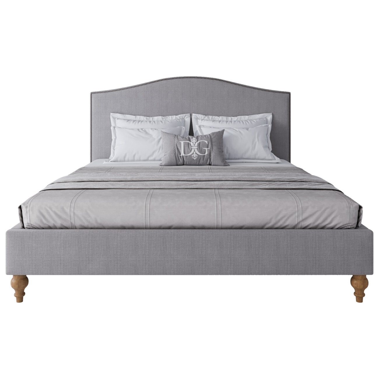 Кровать двуспальная 160х200 серая рогожка Fleurie - изображение 3