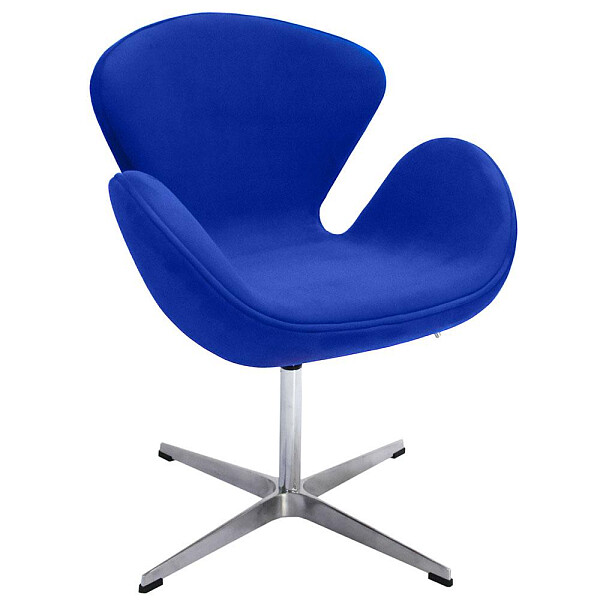 Кресло крутящееся с мягкими подлокотниками синее Swan Chair - изображение 1