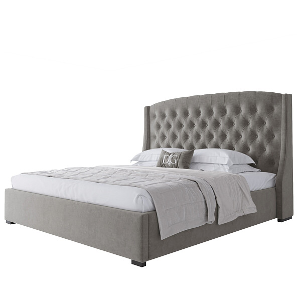 Кровать двуспальная 180х200 без гвоздиков светло-серая Hugo - изображение 1