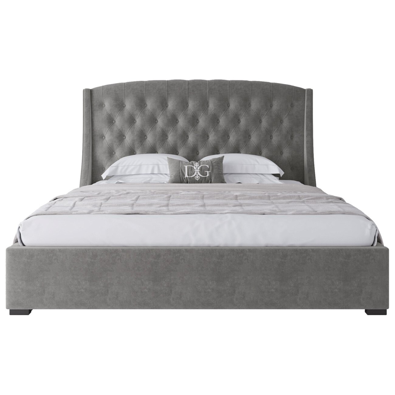 Кровать двуспальная 180х200 без гвоздиков светло-серая Hugo - изображение 2