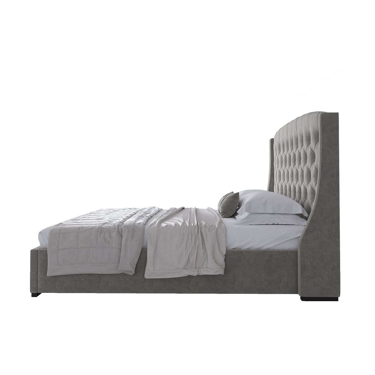 Кровать двуспальная 180х200 без гвоздиков светло-серая Hugo - изображение 3