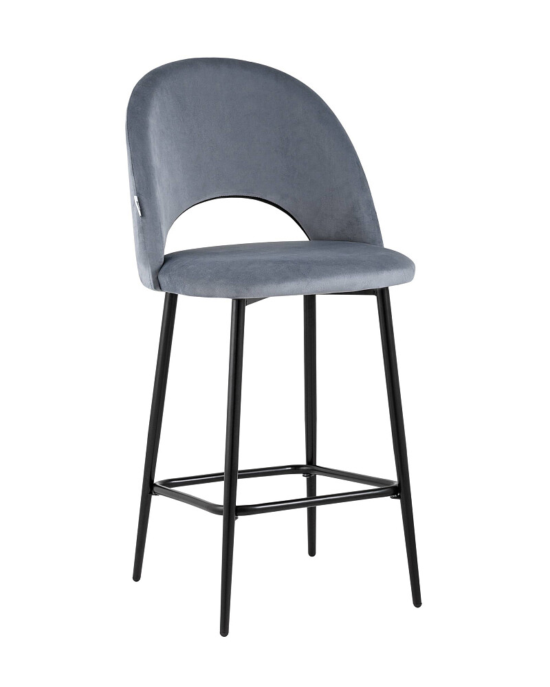 Полубарный стул с металлическими ножками серый 