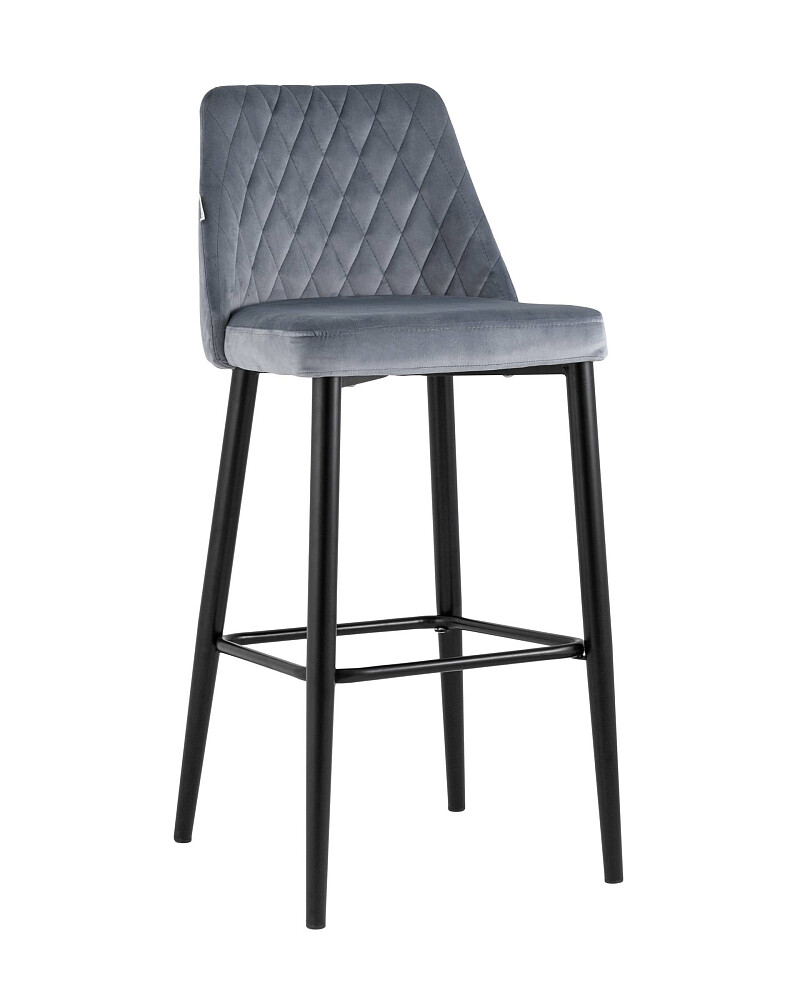 Барный стул с черными металлическими ножками серый 