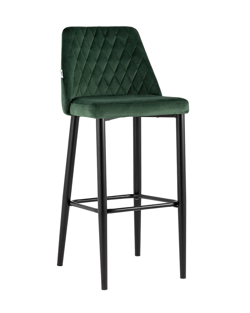 Барный стул с черными металлическими ножками зеленый 