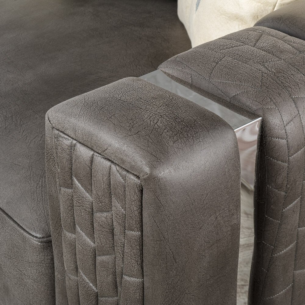 Диван трехместный раскладной прямой коричнево-серый "Лео" - изображение 6