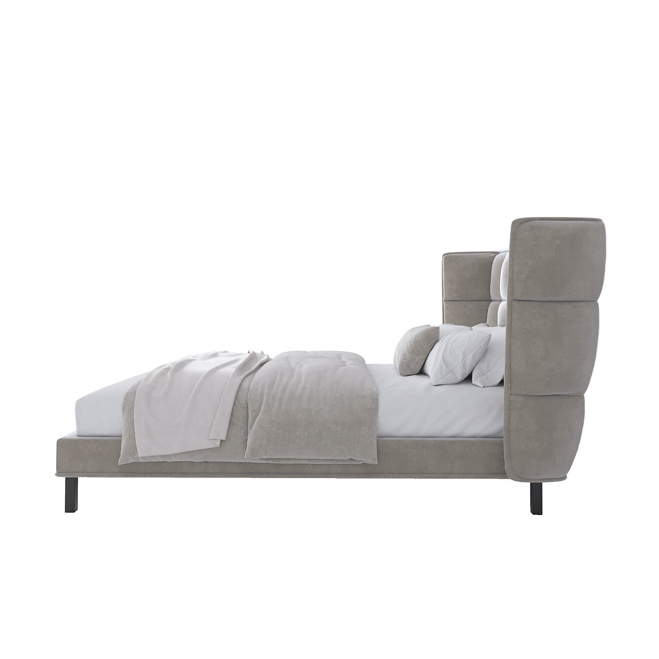 Кровать двуспальная 160х200 бежево-серая Husk2 - изображение 2