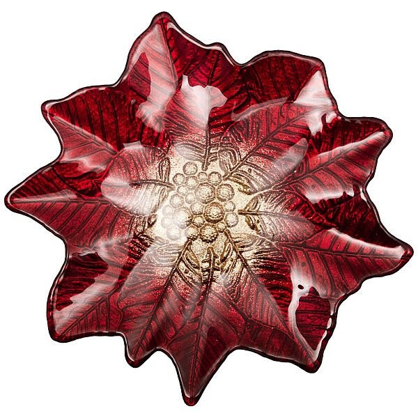 Фруктовница стеклянная красная Poinsettia Red Gold - изображение 1
