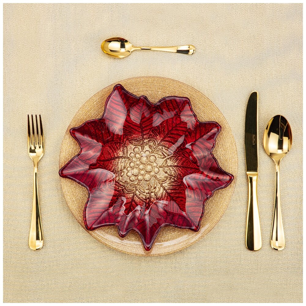Фруктовница стеклянная красная Poinsettia Red Gold - изображение 2
