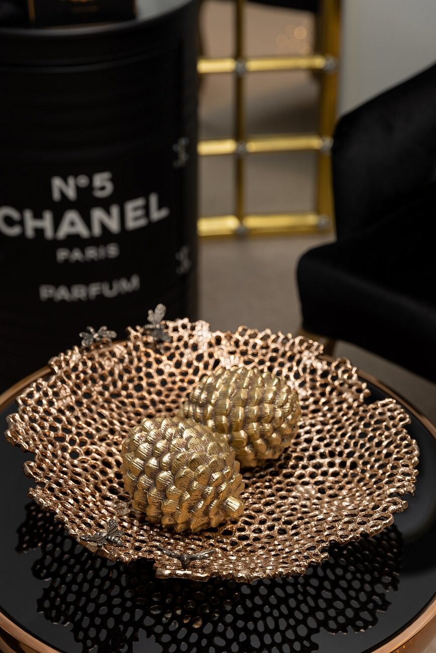 Шар новогодний 12 см золото "Шишка" - изображение 3