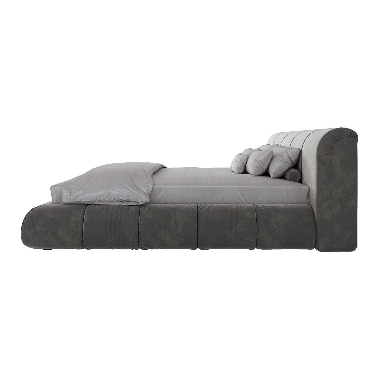 Кровать евро с мягким изголовьем 200х200 серая Mobili - изображение 3