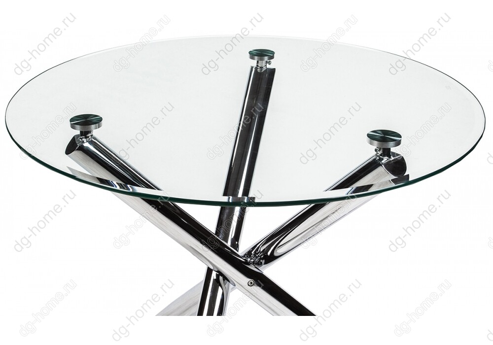 Обеденный стол стеклянный круглый с ножками хром 90 см Kira