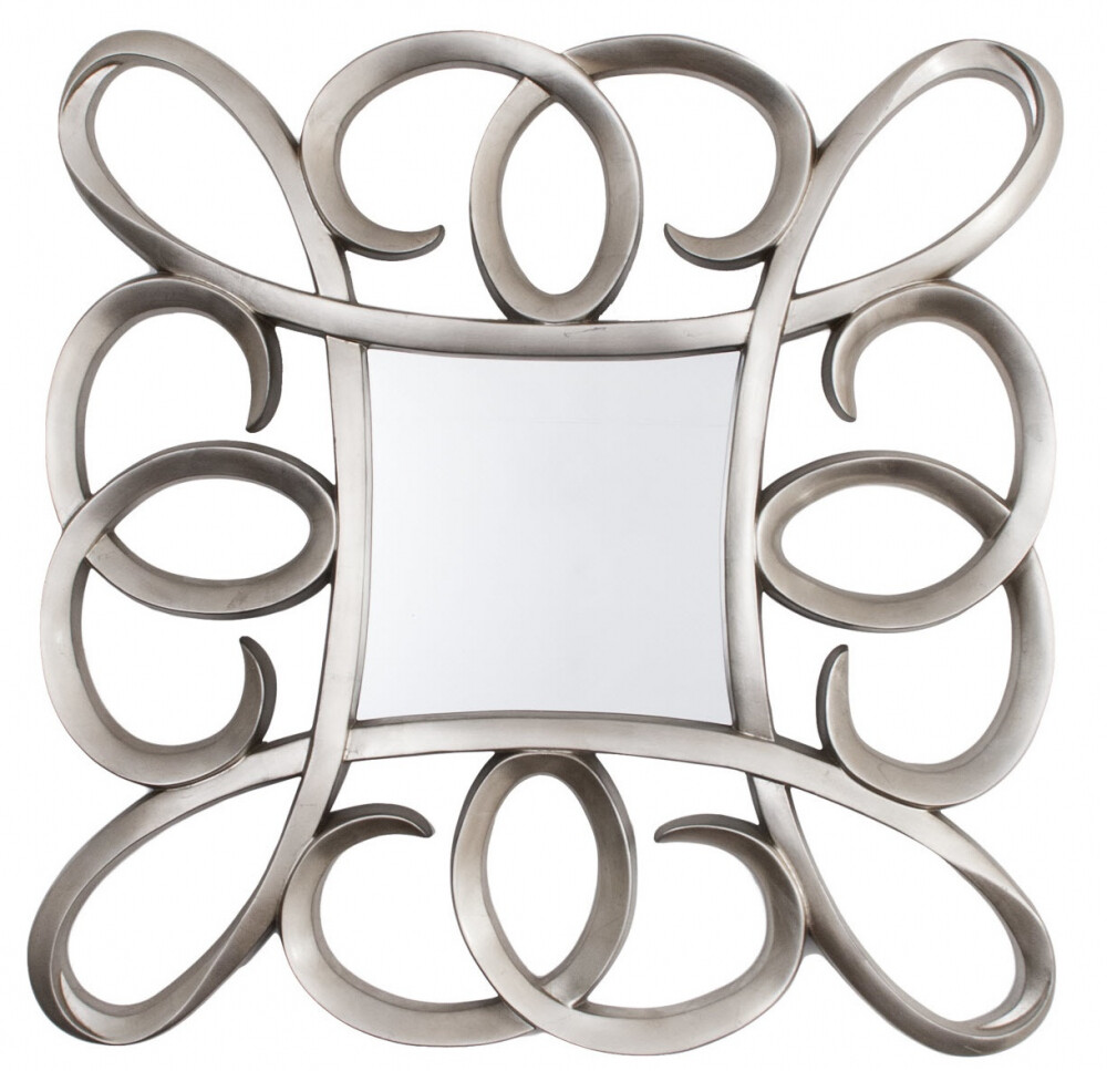 Зеркало серебряное квадратное в фигурной раме Silver Swirl Frame от RVAstley