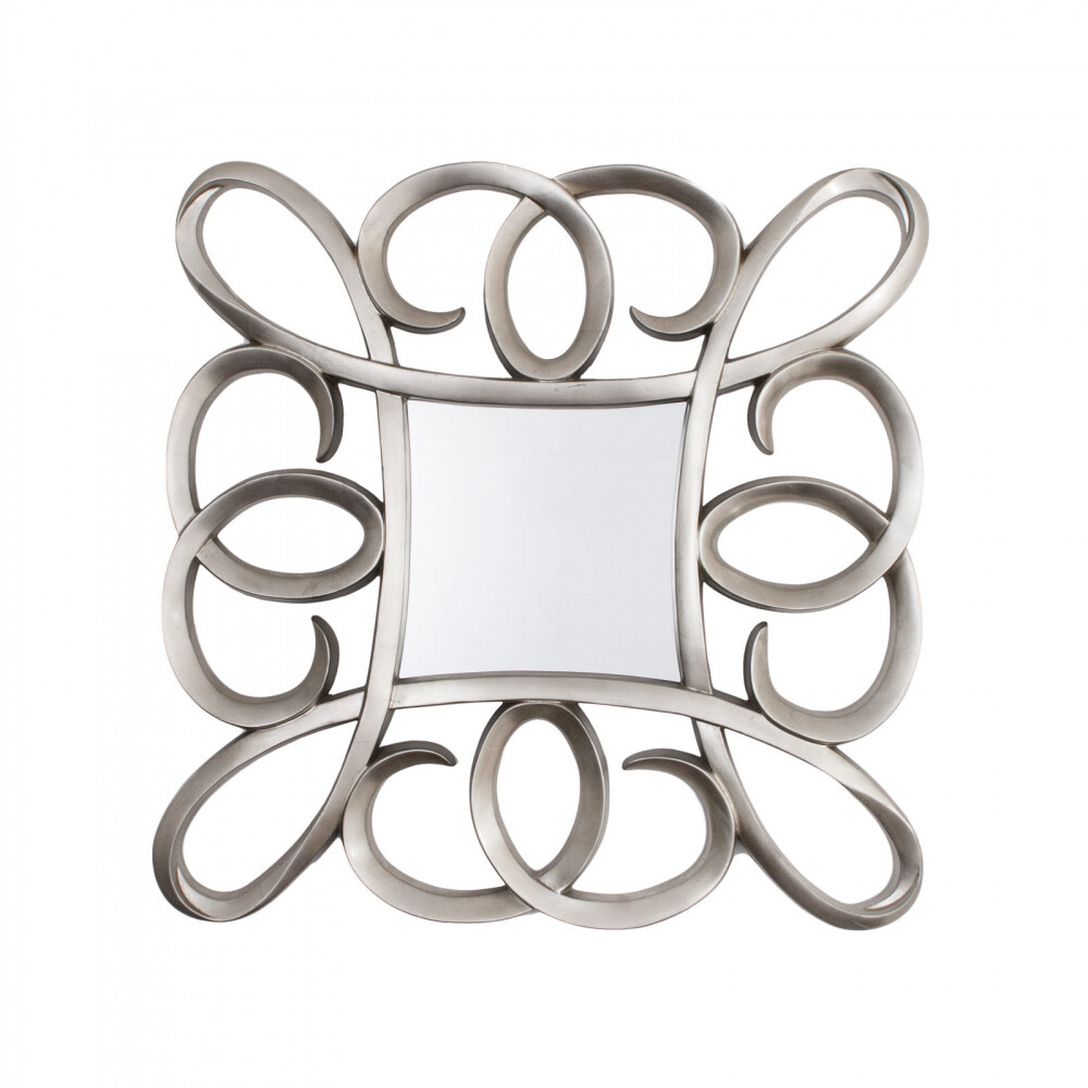 Зеркало серебряное квадратное в фигурной раме Silver Swirl Frame от RVAstley