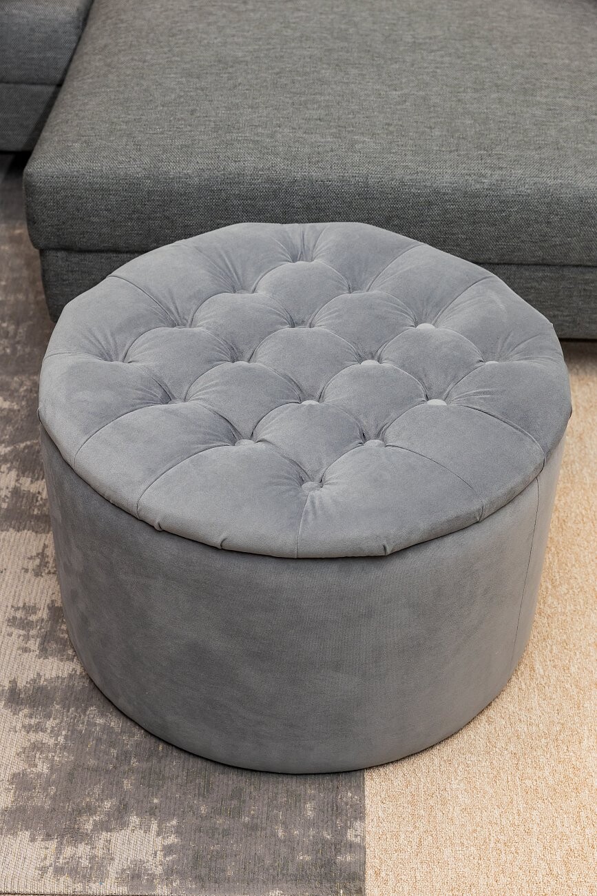 Пуф WOODEN круглый светло-серый - изображение 2