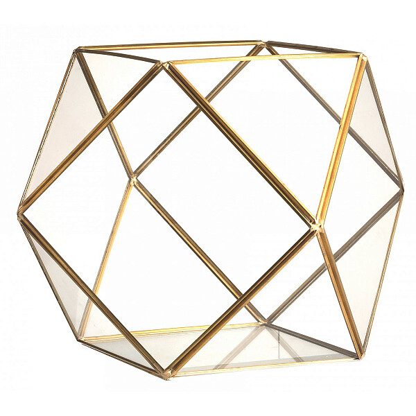 Флорариум стеклянный с золотом в винтажном стиле Crystal Shape - изображение 1