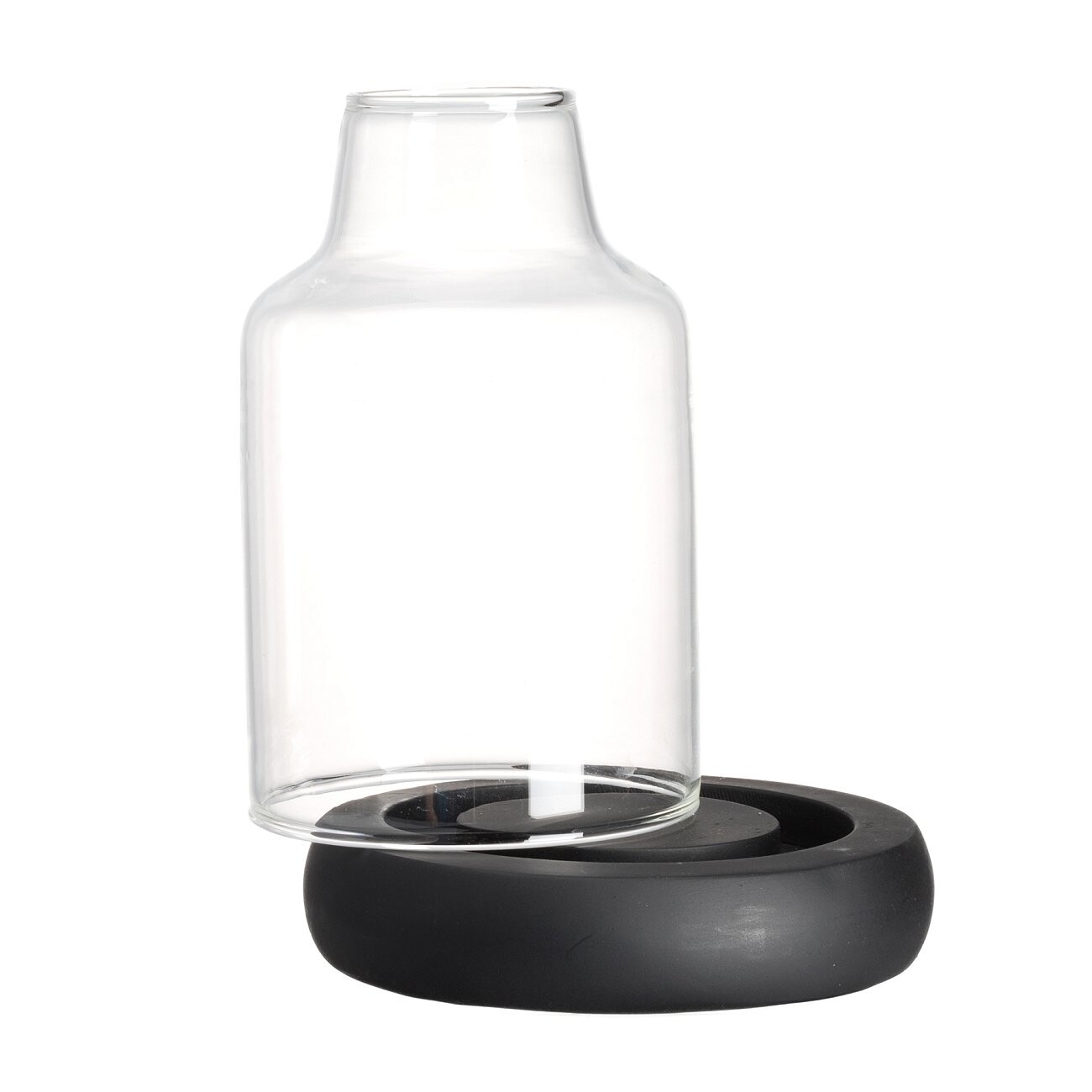 Подсвечник стеклянный на черной подставке 11 см "Бутылка" - изображение 2