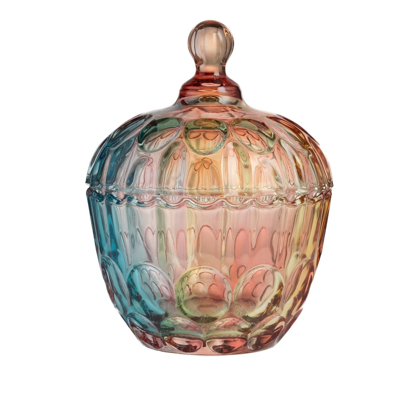 Подсвечники стеклянные с крышкой 2 шт красно-зеленые "Цвета радуги" - изображение 4