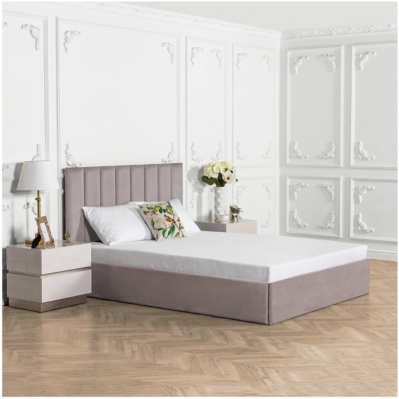 Кровать двуспальная с подъемным механизмом и ящиком для белья 160х200 мокко Вега - изображение 5