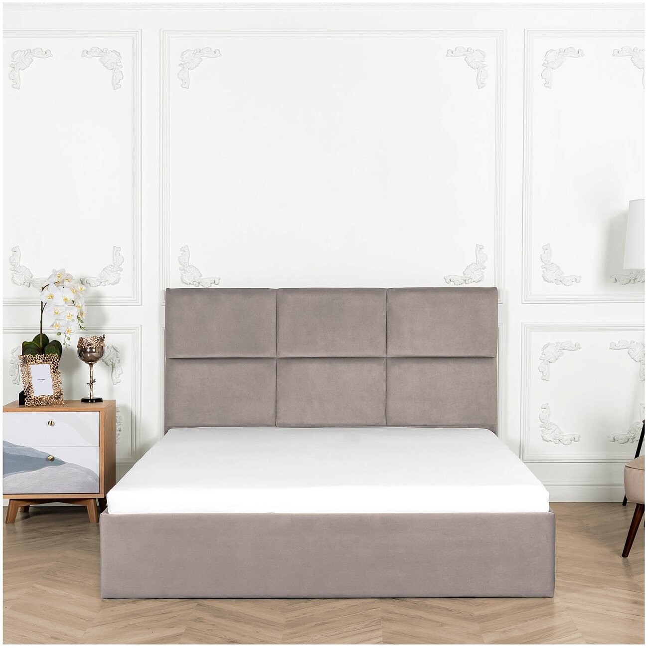 Кровать двуспальная с подъемным механизмом и ящиком для белья 160х200 серая Токио - изображение 7