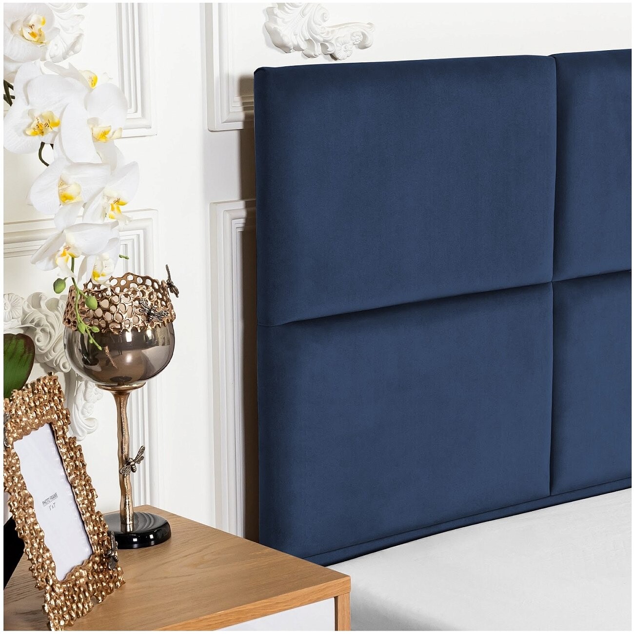 Кровать двуспальная с подъемным механизмом и ящиком для белья 160х200 темно-синяя Токио - изображение 4