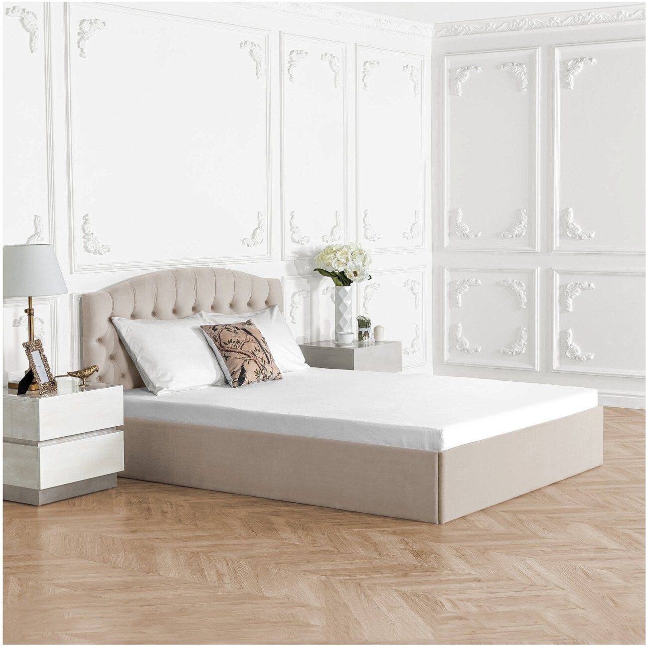 Кровать двуспальная с подъемным механизмом и ящиком для белья 160х200 кремовая Грация - изображение 6