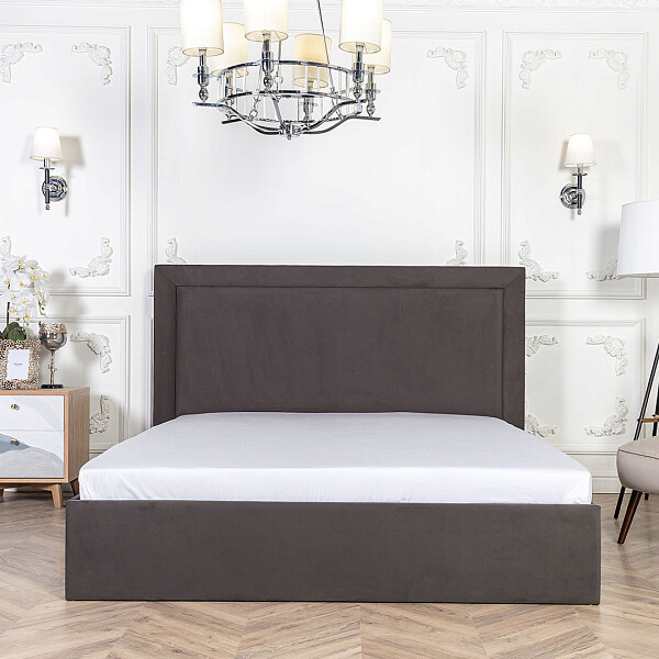 Кровать двуспальная с подъемным механизмом и ящиком для белья 160х200 мокрый асфальт Мелисса - изображение 1