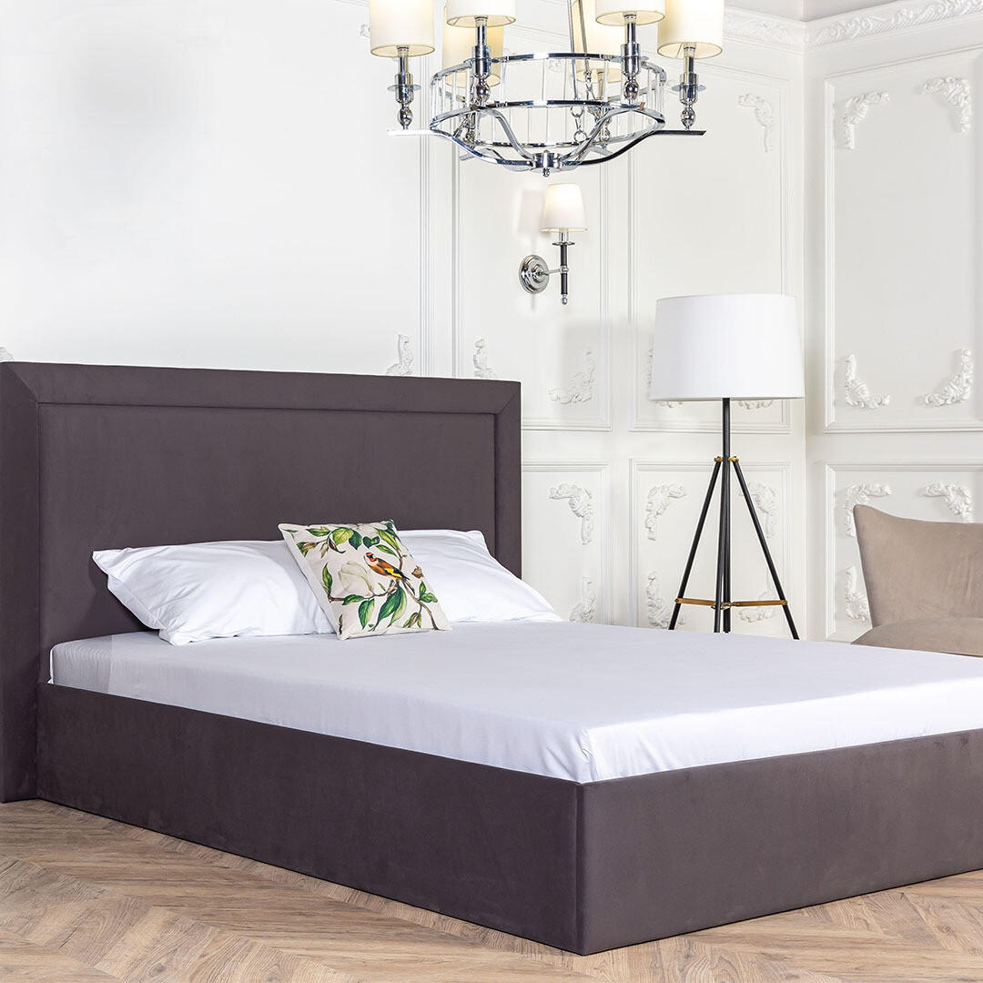 Кровать двуспальная с подъемным механизмом и ящиком для белья 160х200 мокрый асфальт Мелисса - изображение 2