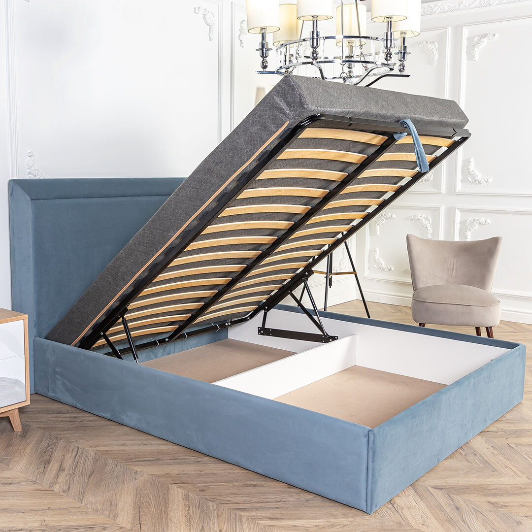 Кровать двуспальная с подъемным механизмом и ящиком для белья 160х200 мокрый асфальт Мелисса - изображение 3