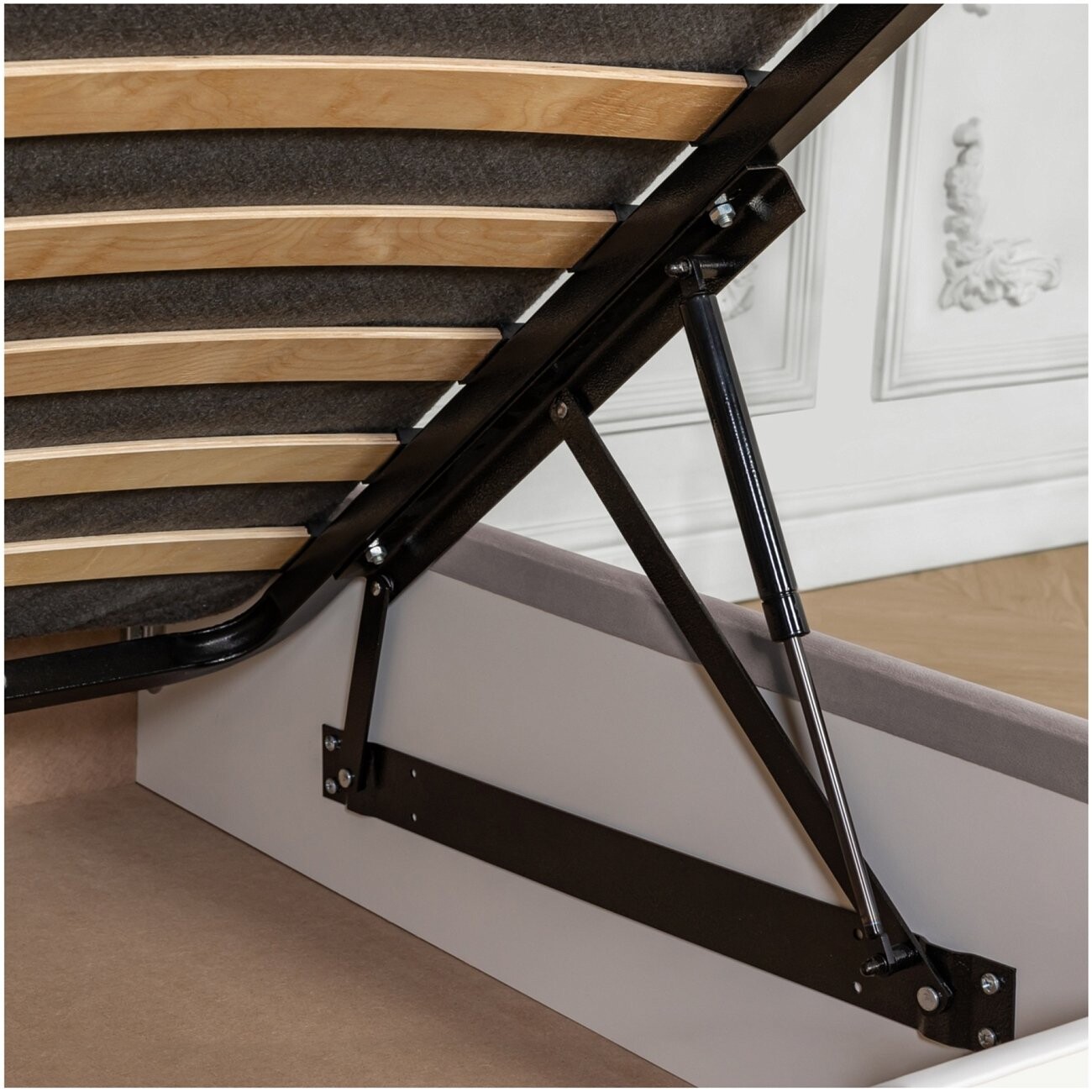 Кровать двуспальная с подъемным механизмом и ящиком для белья 180х200 мокко Эстетика - изображение 8