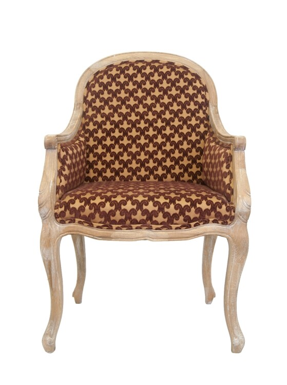 Кресло с деревянными подлокотниками коричневое Callee