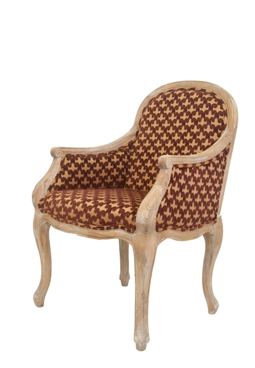 Кресло с деревянными подлокотниками коричневое Callee