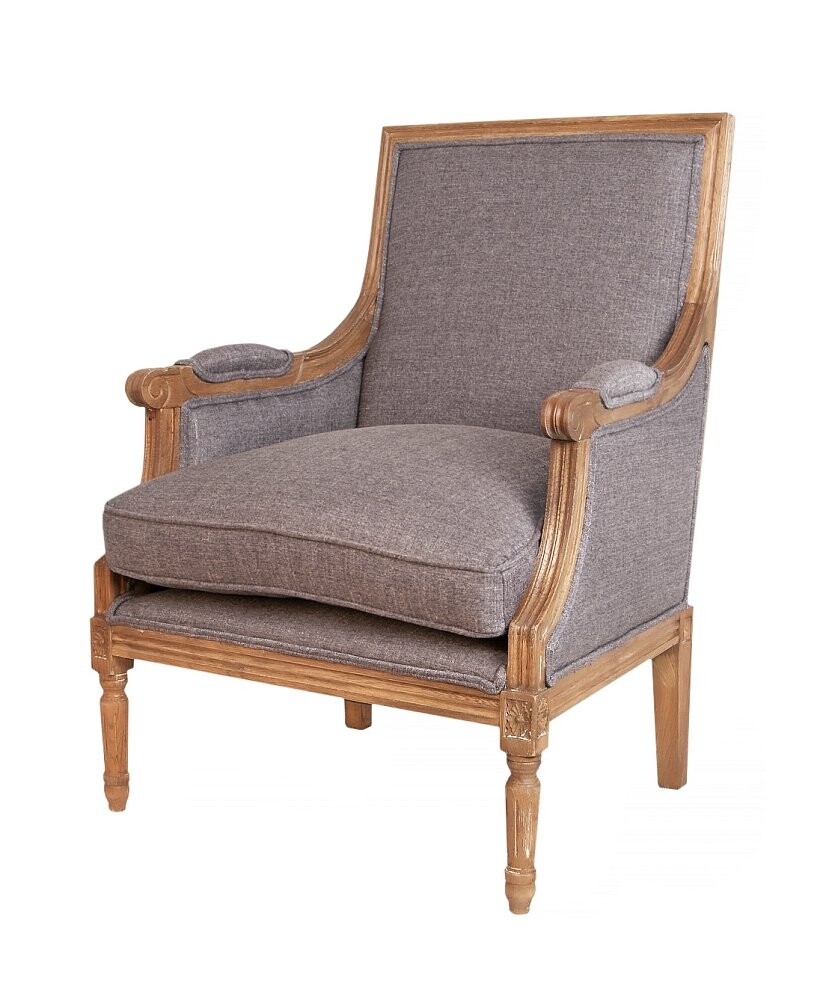 Кресло с деревянными подлокотниками серое Coolman grey
