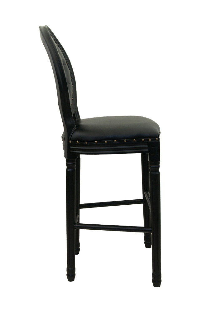 Барный стул со спинкой и стяжкой черный Filon button black