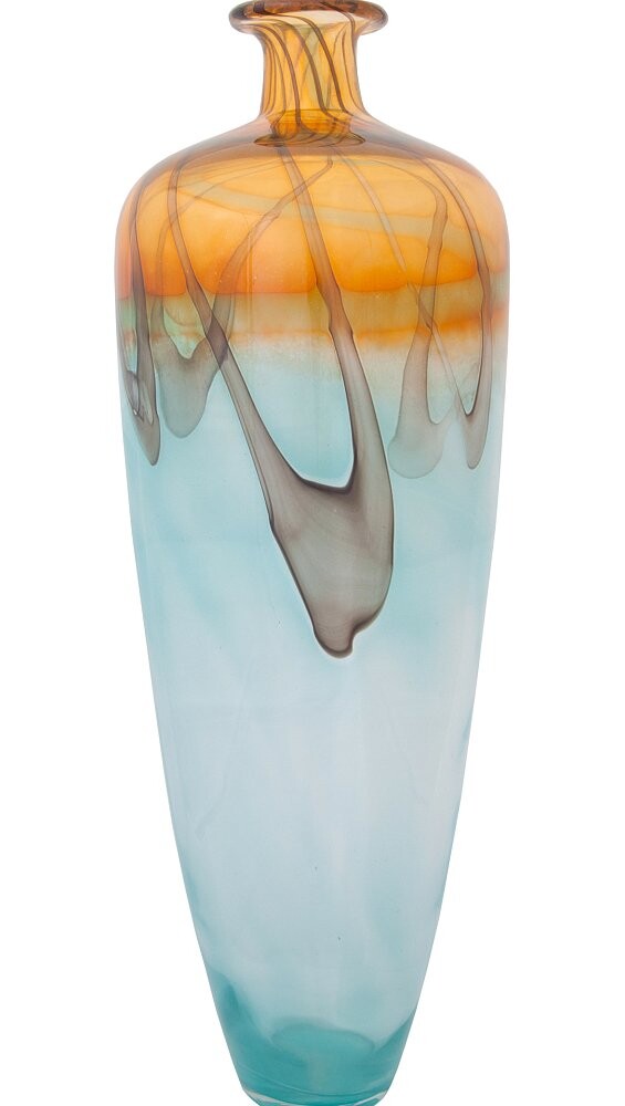 Ваза стеклянная оранжевая с прозрачным Alice Tall Glass Vase