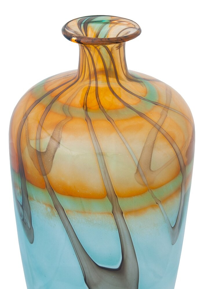 Ваза стеклянная оранжевая с прозрачным Alice Tall Glass Vase
