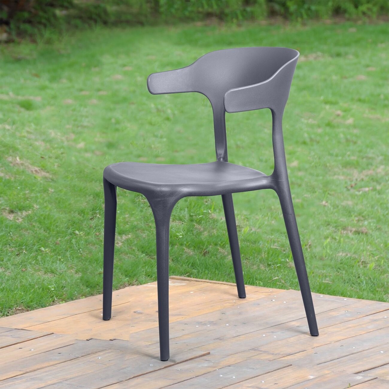 Стул обеденный пластиковый серый Leo - изображение 11