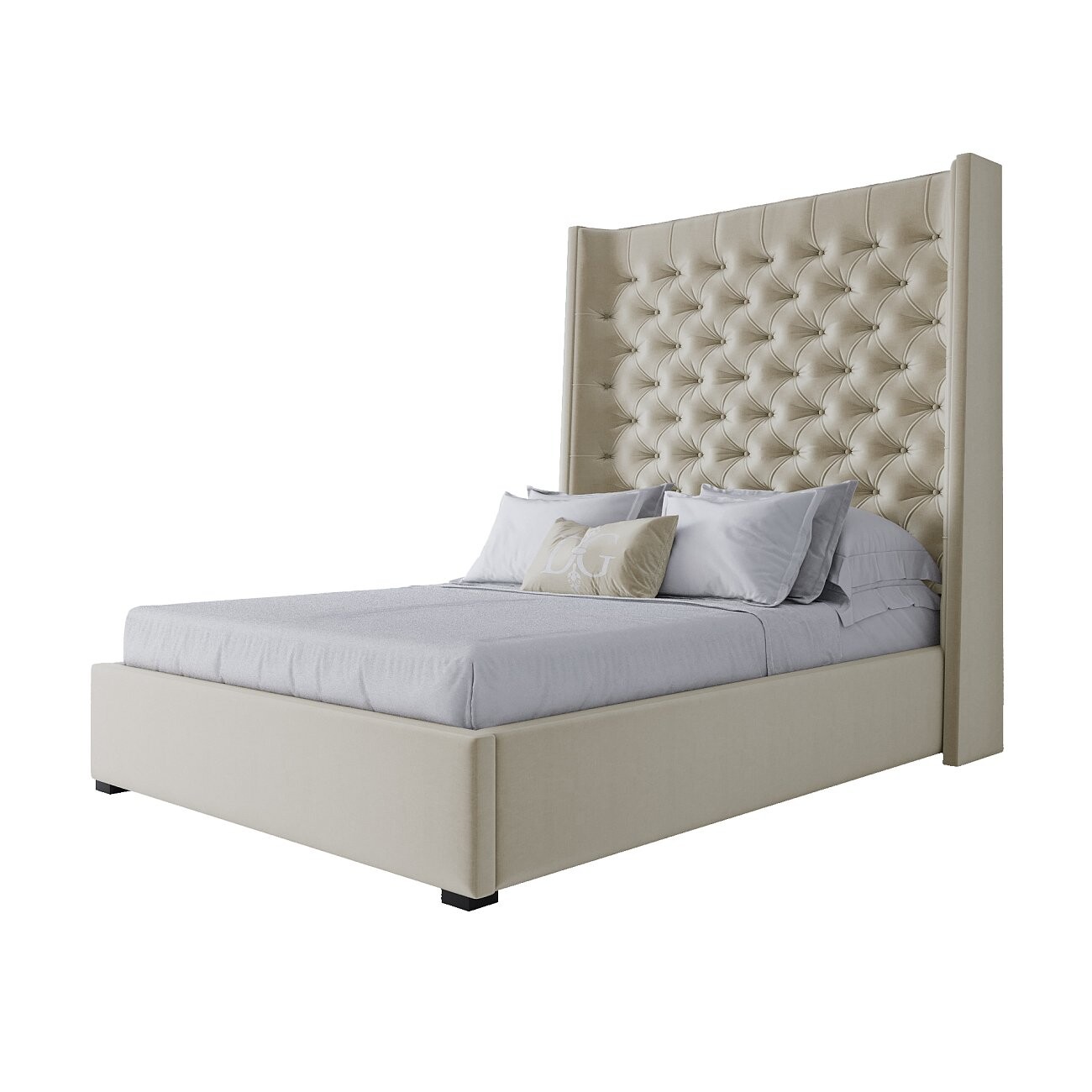 Кровать подростковая с каретной стяжкой 140х200 бежевая Jackie King - изображение 2