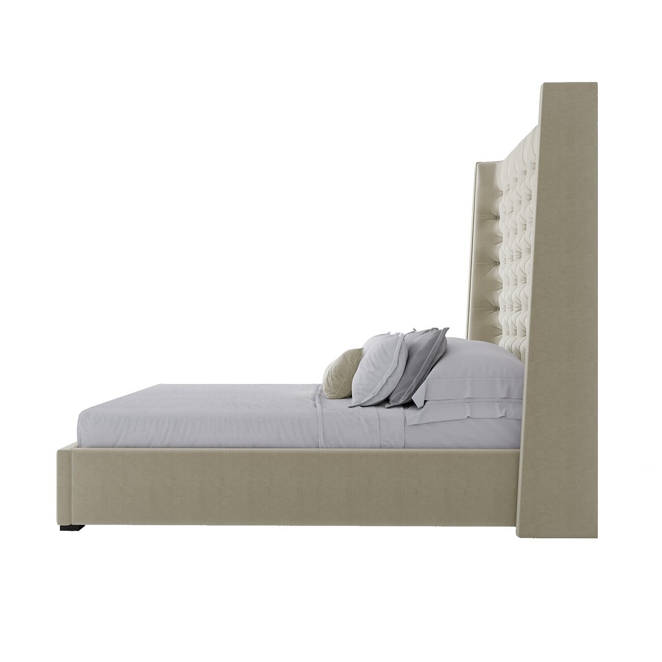 Кровать подростковая с каретной стяжкой 140х200 бежевая Jackie King - изображение 3