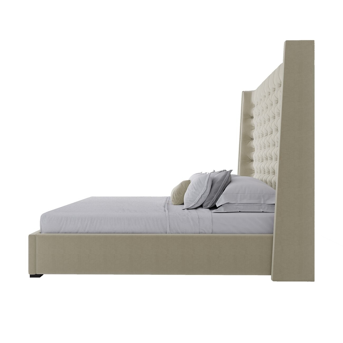 Кровать двуспальная с мягким изголовьем 180х200 бежевая Jackie King - изображение 3