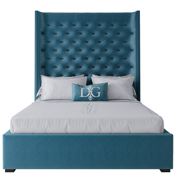 Кровать подростковая с каретной стяжкой 140х200 бирюзовая Jackie King - изображение 1