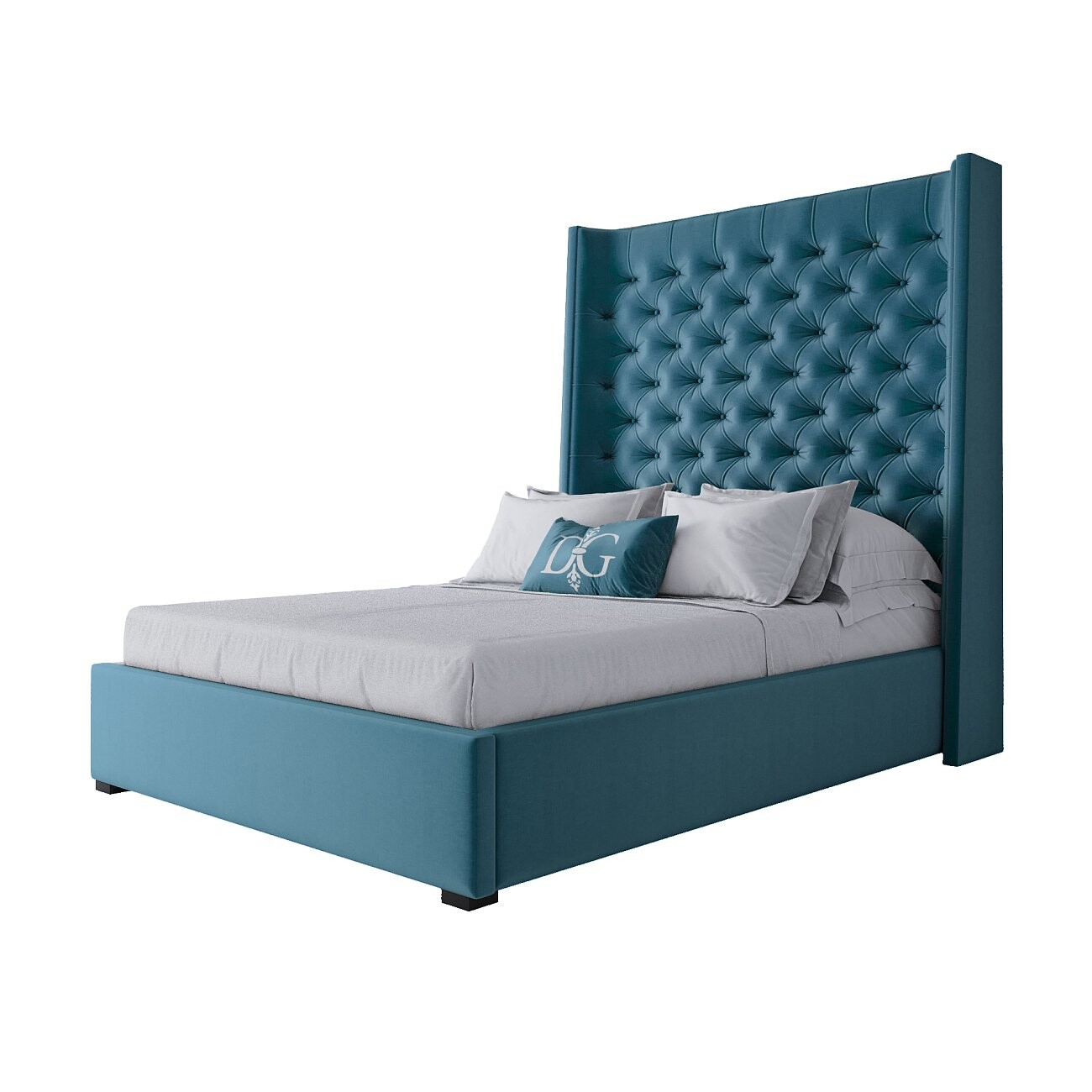 Кровать подростковая с каретной стяжкой 140х200 бирюзовая Jackie King - изображение 2